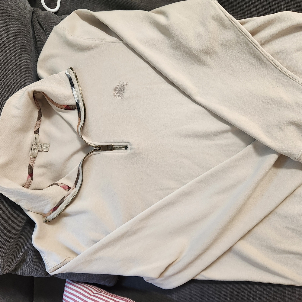Burberry Men's Beige Zip-Up Sweater